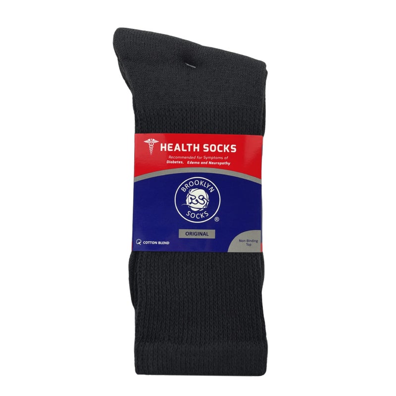 Brooklyn Socks 3 Pairs of Cotton Diabetic Neuropathy Crew Socks (10-13, Fits Mens shoe size 9-12, Black) - Image 5